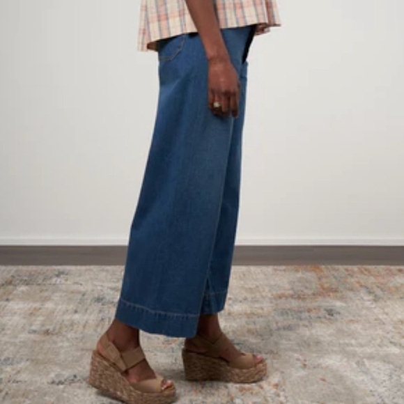 THE GREAT. The Seafair Jean Ultrahigh Wide Leg Jean Blue Grass Wash 26 - Picture 3 of 13